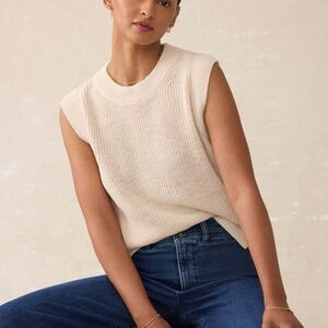 Faherty Miramar Sleeveless Linen Sweater Cream XS